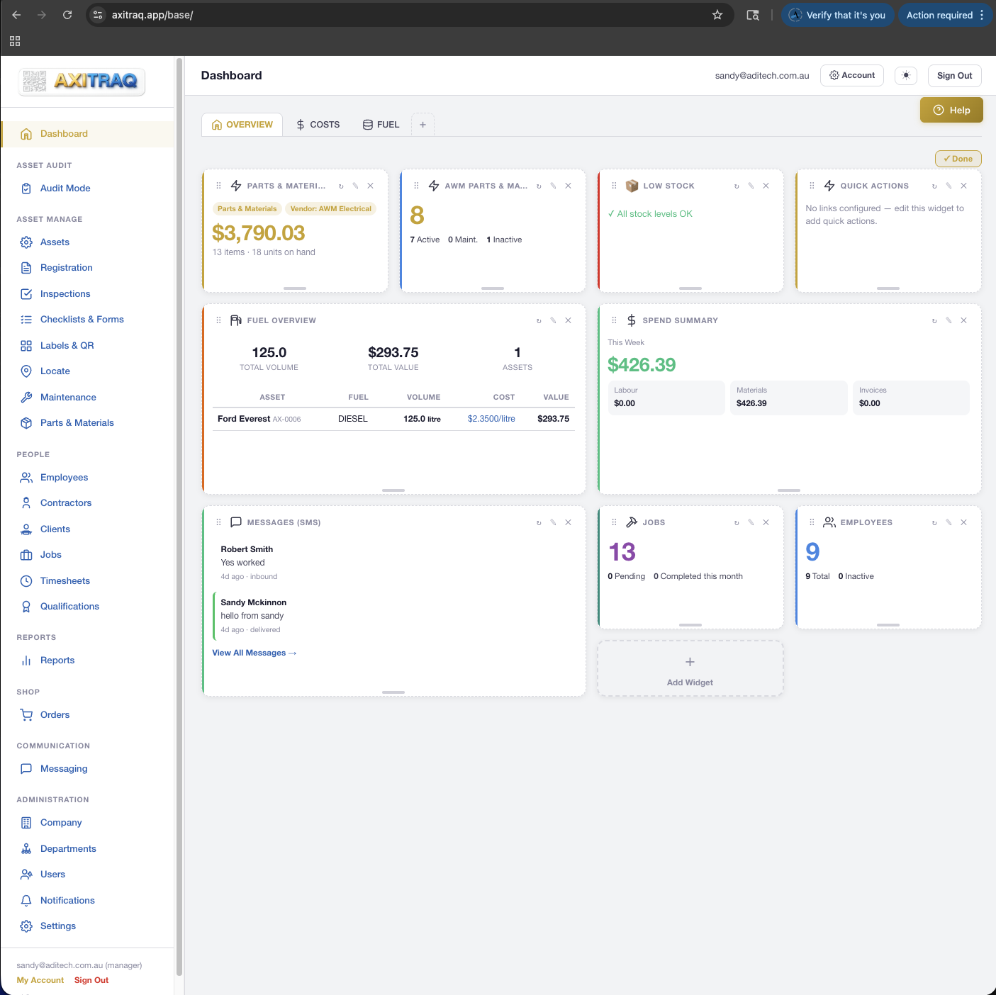AXITRAQ Dashboard Overview